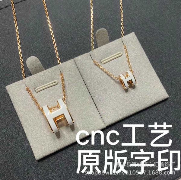 

thick gold h necklace enamel letter size hamini collar chain cnc process live broadcast, Black