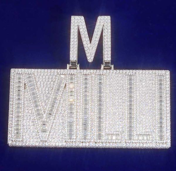 

Custom moissanite pendant S925 silver with vvs baguette moissanite pass diamond hiphop mens pendant jewelry