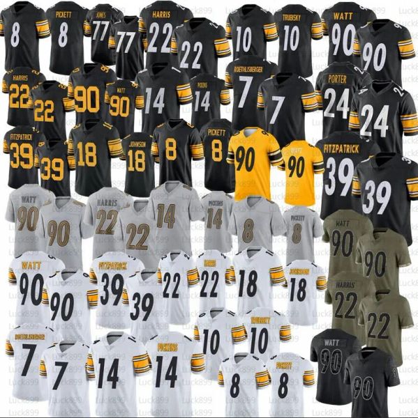 

kenny pickett tj watt george pickens joey porter jr football jerseys mitchell trubisky najee harris diontae johnson heyward polamalu broderi, Black;red