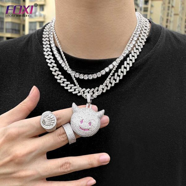 

Hip Hop moissanite Anime Ghost Pendant With Iced Out Bling Rhinestone Miami Cuban Chain Choker Necklace For Men pendant Jewelry