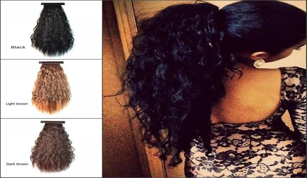 

sara 55cm22quot puffs ponytails pat circle kinky curly ponytail clip in hair extension black brown synthetic ponytail pony tail2497120