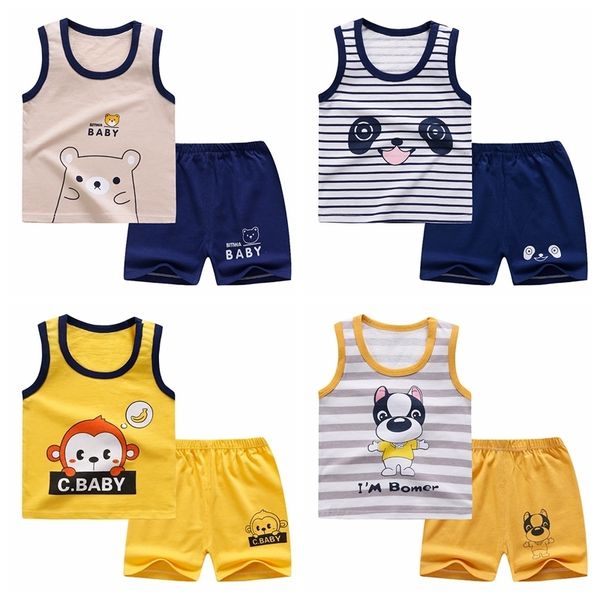 

clothing sets baby boy clothes casual tracksuit pure cotton summer for babies tshirts pants kids sports outfit 230728, White
