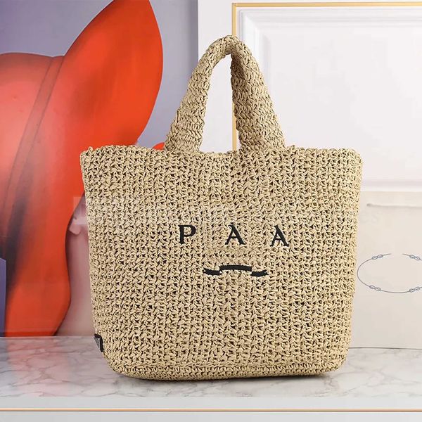 

straw out designer hollow tote bags summer vacation beach bag vegetable basket women casual rattan wicker woven women shoulder handbags buck, Red;black