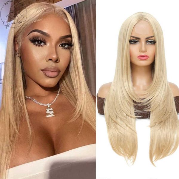

synthetic wigs halloween burgundry wigs layered cut synthetic 613 straight middle part for women heat resistant cosplay 230227, Black
