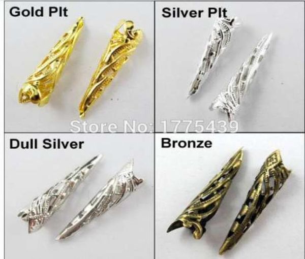 

50pcslot bugle filigree long end bead cap 9x35mm gold silver bronze dull silver whole5561789, Bronze;silver