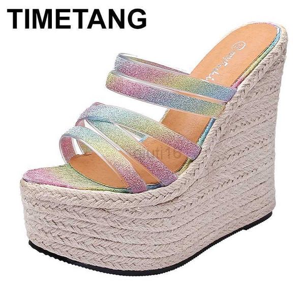 

dress shoes timetangnew women pumps sequin design extreme high heels casual wedges slippers ladies braided hemp rope beach sandals platform, Black