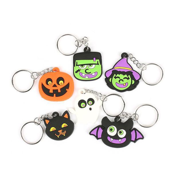 

halloween keychain cartoon pumpkin pvc keychains gift pendant keyring key chains, Silver