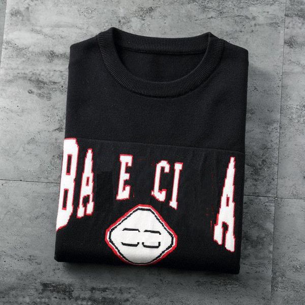 

23ss mens sweaters autumn fashion v-neck streetwear pullover sweatshirts long sleeved t-shirt women crew neck letter print sweaters size -3, White;black