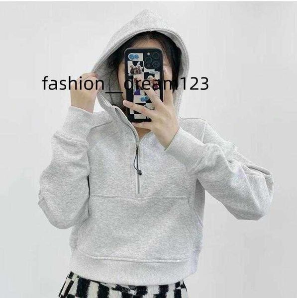 

women's tracksuits yoga clothes lu-01 scuba half zip hoody outdoor leisure sweater gym clothes women workout fitness loose thick yoga, Gray