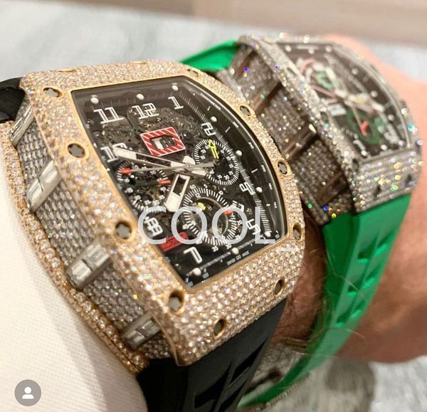 

luxury mens watch for men designer movement watches diamond moissanite watch montre iced out watch automatic men's montre luxe mens lux, Slivery;brown