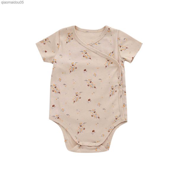 

newborn baby boy girl floral short sleeve romper infant onesie bodysuit jumpsuit outfits features l230712, Blue