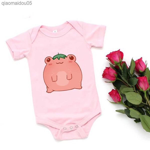 

cute pink animal frog print newborn baby girl clothes cartoon aesthetic fashion infant onesie summer casual toddler boy bodysuit l230712, Blue
