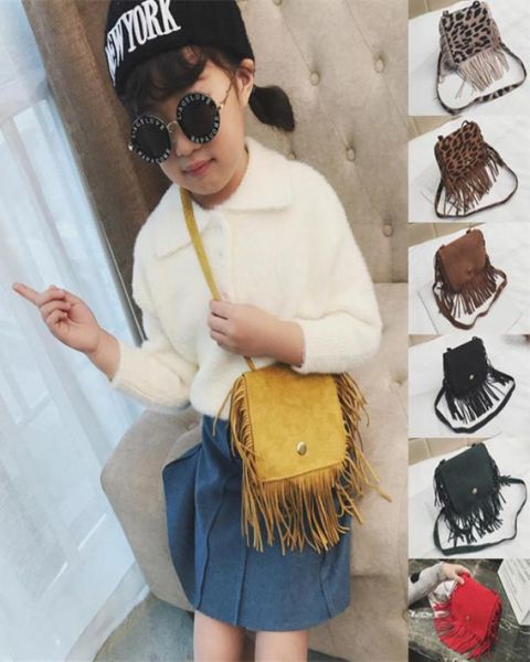 

kids shoulder bag 7 colors girls leopard tassel handbags girls crossbody bags mom and children purse wallet jy7136163596, White