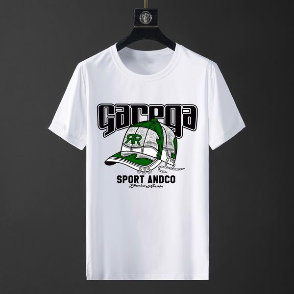 

2023 summer geometric letter print men's casual t-shirts crew neck short-sleeve breathable fashion men's tees fb082, White;black