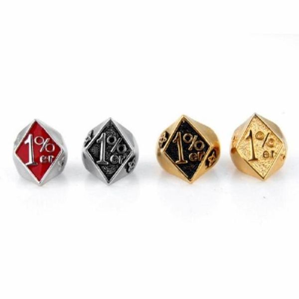 

cluster rings men039s 1er one percent outlaw biker motorcycle stainless steel ring silver color us size 71416043282187451, Golden;silver