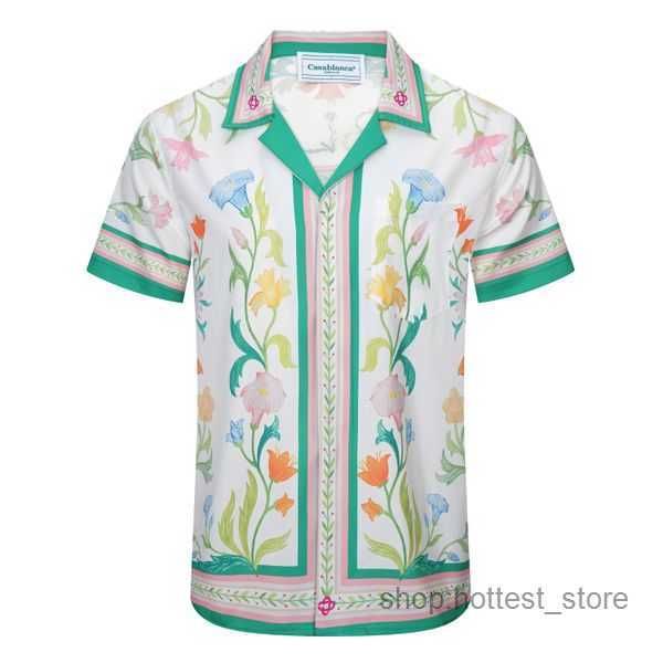 

casablanca shirt designer shirts men casual beach short sleeve print classic button lapel slim fit blouses us size -3xl 269, White;black