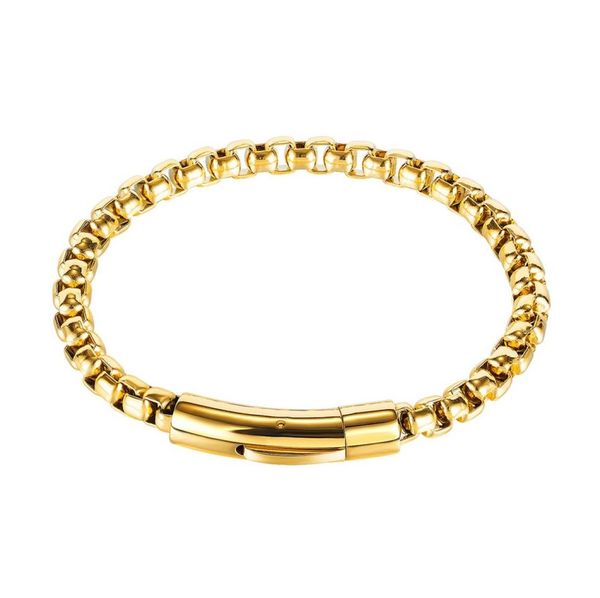 

charm cable box link chain gunnatel stainless steel bracelet men039s jewelry whole6281777, Golden;silver