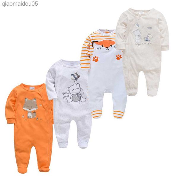 

kavkas baby boy rompers 3 4 pcs/lot newborn cotton girls clothes long sleeve summer soft jumpsuit o-neck 0-12m onesie clothing l230712, Blue