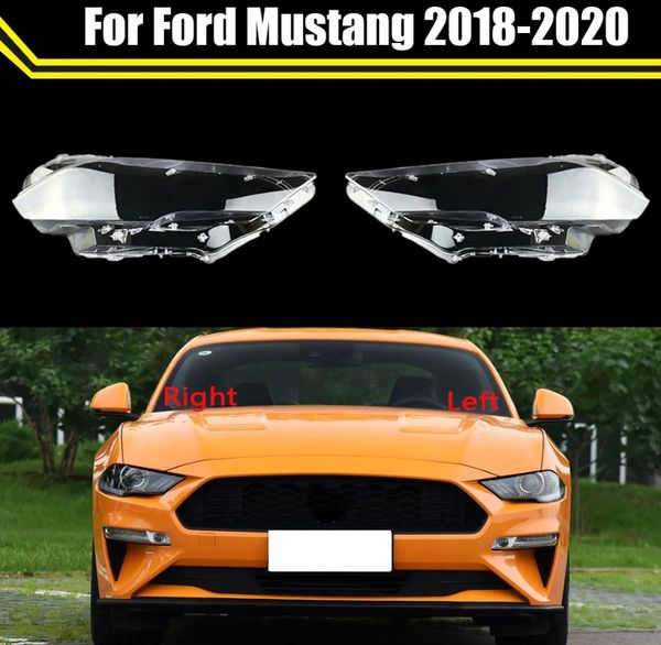 

for ford mustang 2018-2020 front headlamps transparent lampshades lamp shell masks headlight glass lens cover light caps