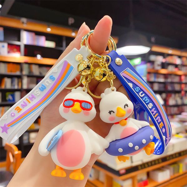 

fashion blogger designer jewelry genuine new summer cute duckling keychain mobile phone keychains lanyards keyrings wholesale ys142, Slivery;golden