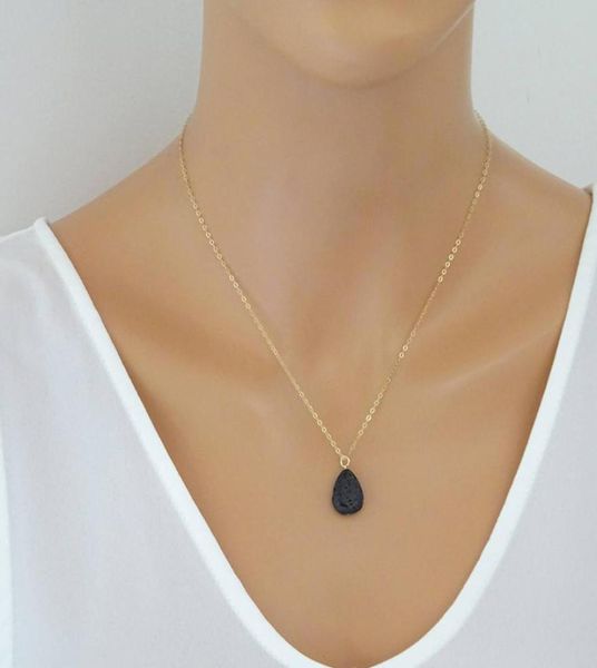 

natural stone lava diffuser necklace 18k gold fill essential oil angel teardrop lava necklaces for women ladies jewelry qualit5492886, Silver
