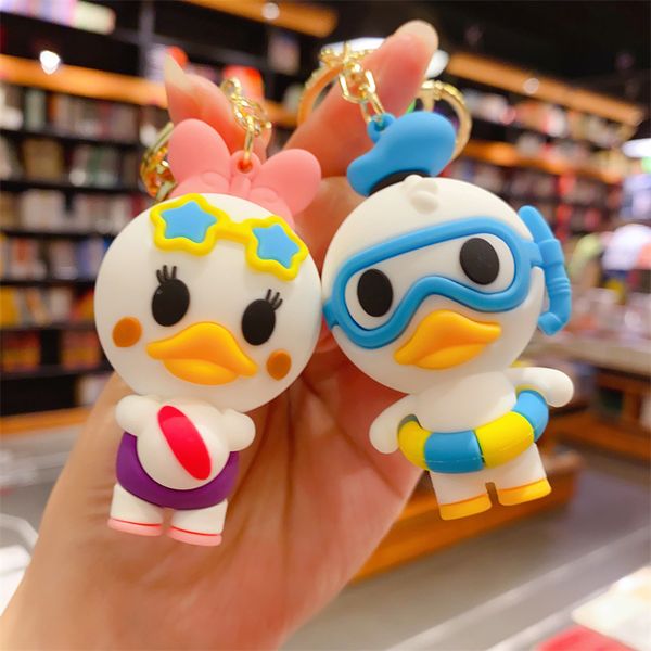

fashion blogger designer jewelry cartoon network red keychain cute diving duck keychain mobile phone keychains lanyards keyrings wholesale y, Slivery;golden