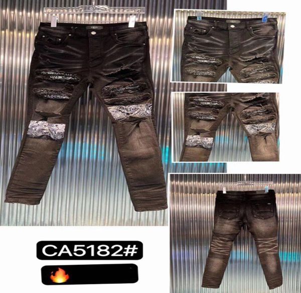 

men039s designer jeans distiessed ripped biker slim fit motorcycle bike jean men039s fas black pants wornout trousers size 2645987, Blue