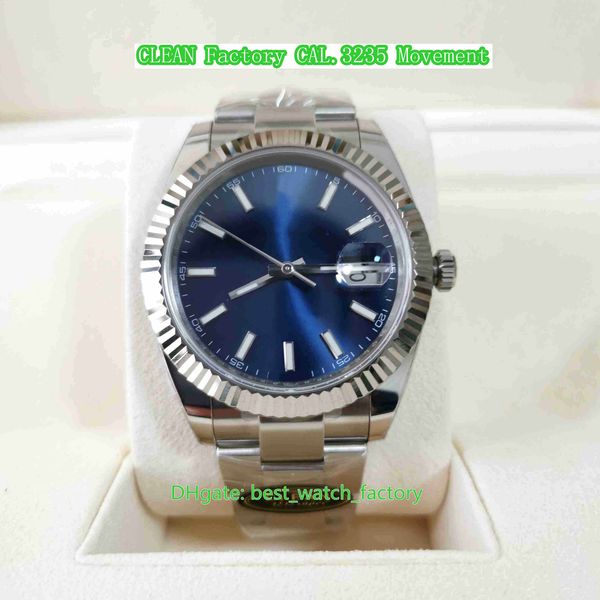 

clean factory mens watch cf 41mm 126334-0001 blue dial president watches 904l steel oyster bracelet cal.3235 movement mechanical automatic f, Slivery;brown