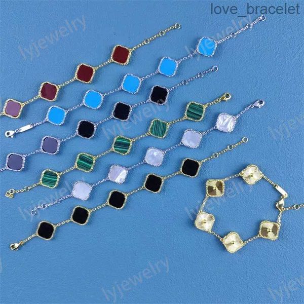 

classic 4/four leaf clover designer bracelet white red blue agate shell women mother charms bracelets 18k gold plated luxury gift wedding fa, Black