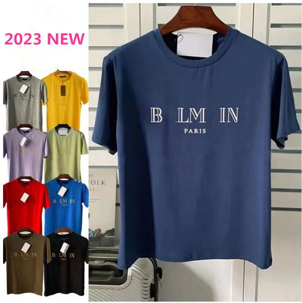 

2023 fashion designer men's balmian t shirt letter printed shirts for mens fashion short sleeve black red brand tees asian size xs-2xl, White;black