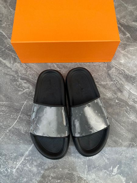 

designers sandals for men women fashion classic floral brocade slides flats heels leather rubber 0725, Black