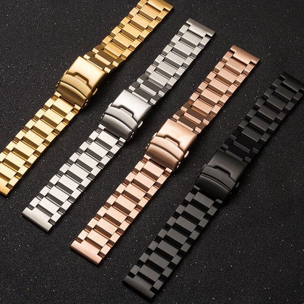 

watch bands 18mm 19mm 20mm 21mm 22mm 23mm 24mm 25mm stainless steel strap metal watch band link bracelet watchband black silver rose gold 23, Black;brown