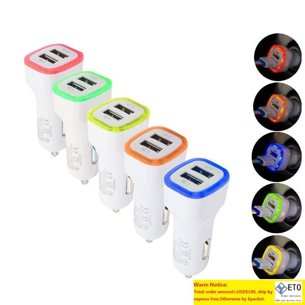 

universal led light dual usb car charger 5v 2 ports adapter car phone chargers for iphone 11 pro samsung s10 tablet smart deviceszz