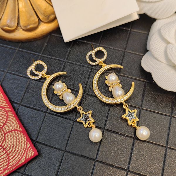 

18k gold plated designers brand earrings designer letter ear stud women crystal pearl geometric earring for wedding party jewerlry accessori, Golden;silver