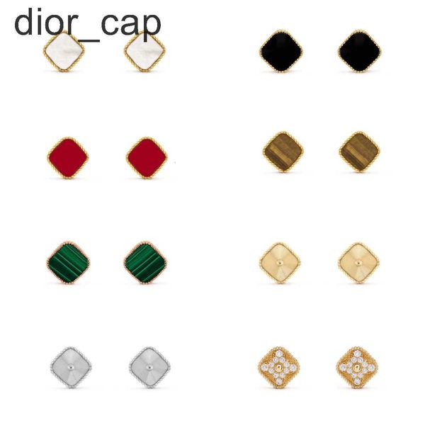 

vintage fashion 4/four leaf clover charm stud earrings back mother-of-pearl silver 18k gold for women girls valentine's mother's d, Golden;silver