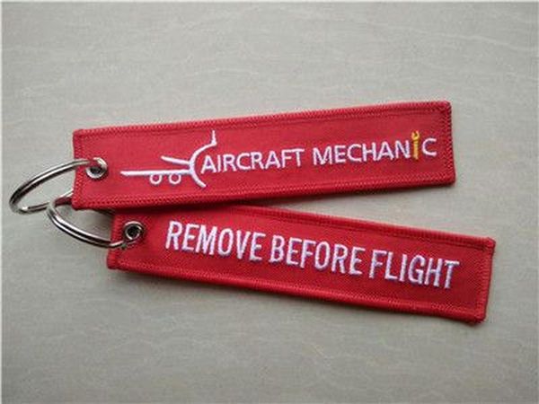 

aircraft mechanic remove before flight fabric embroidery keychain 100pcs lotzz