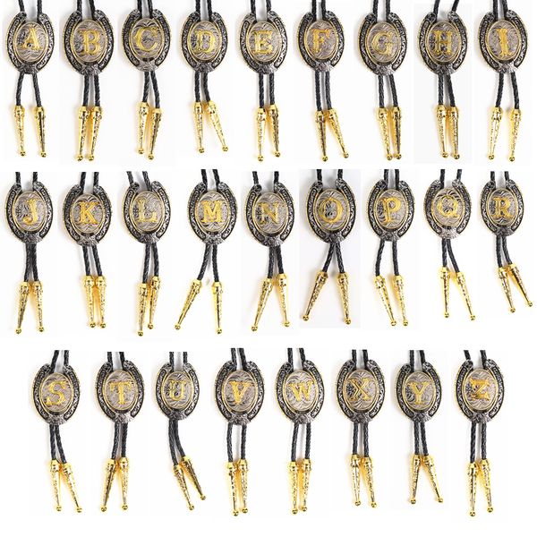 

neck ties initial personalized letter a to z gold silver western cowboy horseshoe bolo tie 230728, Blue;purple