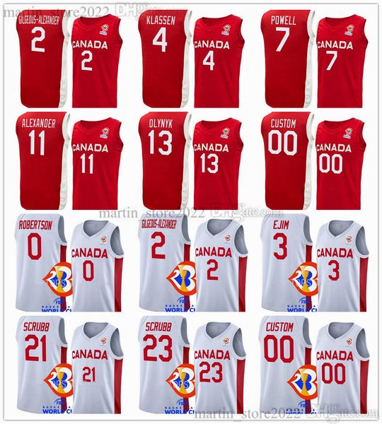 

2023 fiba canada world cup basketball jerseys shai 2 gilgeous-alexander jamal 27 murray rj 9 barrett 11 kyle nickeil 4 alexander-walker kell, Black;red