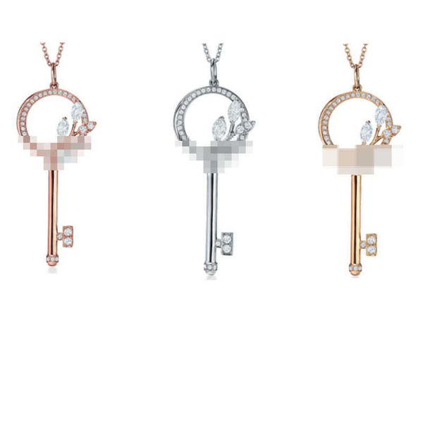

brand original tiffay 925 sterling silver with diamonds vine ring key pendant necklace tie family classic women's collar chain