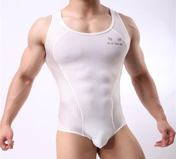 

man vest undershirts mesh men bodysuit man breathable bodybuilding male slim body shaper fitness wrestling singlets shirts8998167, Black;brown