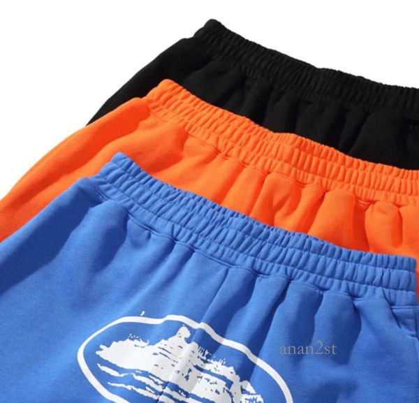 

streetwear casual shorts mens vintage pattern printed hip hop multi pockets straight loose overalls couples joggers, White;black