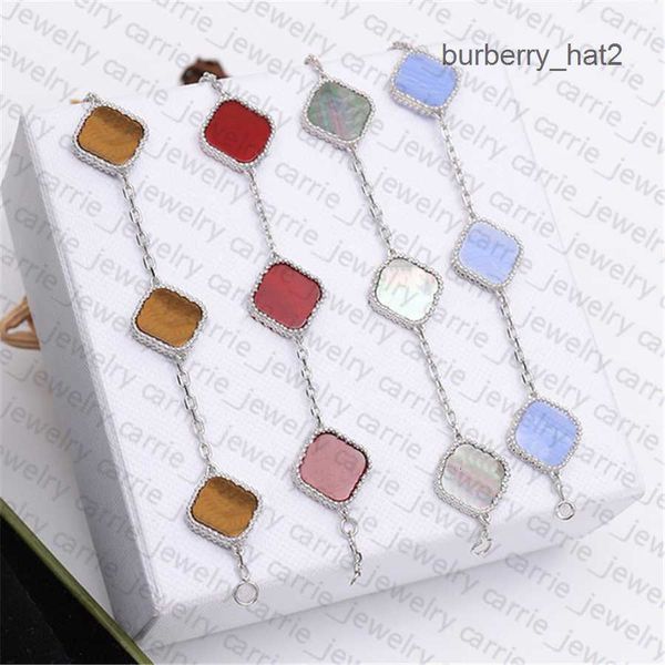 

designer bracelets classic clover bracelet fashion five flower for man woman gold silver optional 18 color high quality, Golden;silver