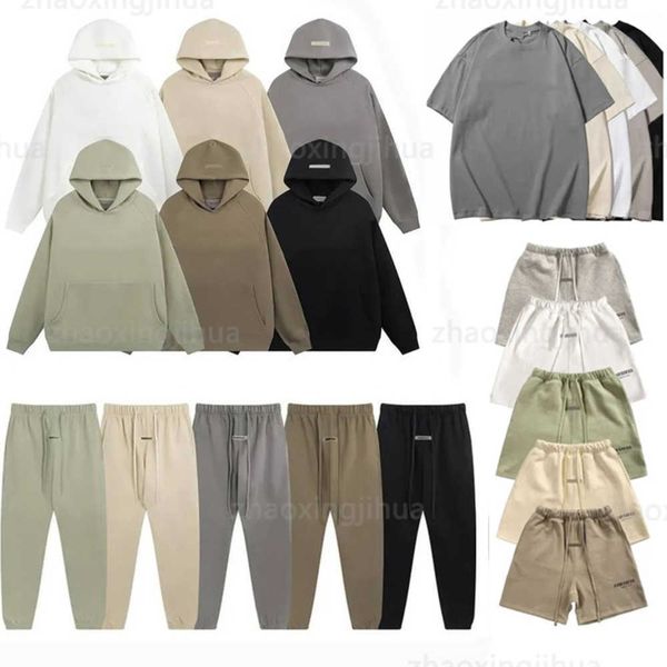 

designer essentail shorts shirt hoodie for women essentialhoodie mens hoodie silica gel suit pullover sweatshirts tracksuit pullover lovers, White;black