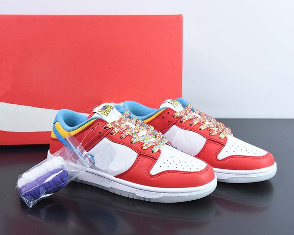 

duks low fruity pebbles board shoes habanero red/laser blue-white running shoe outdoor sports sneakers with box