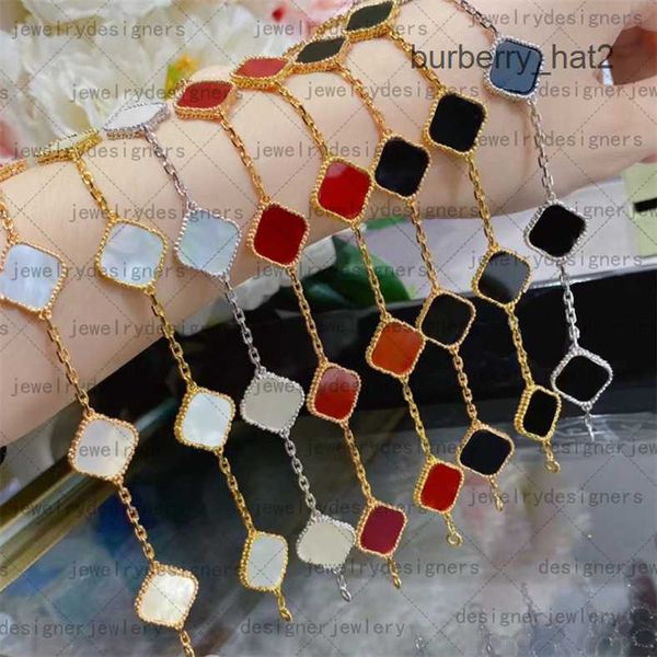 

fashion classic 4/four leaf clover charm bracelets bangle chain 18k gold agate shell mother-of-pearl for women girl wedding mother' day, Golden;silver