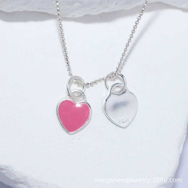 

versatile s925 sterling silver tiffay same drop glue dual color love pendant trend cute sweet