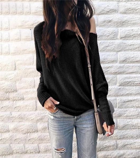 

long lantern sleeve off shoulder t shirts solid color loose tees autumn hoodie for women clothes2230668, White