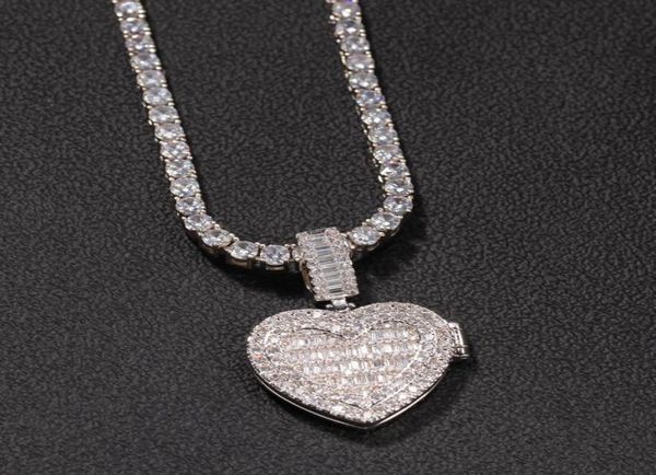 

custom po necklace heart clamshell pendant men charm hip hop bling iced out jewelry solid back for gift2923402, Silver