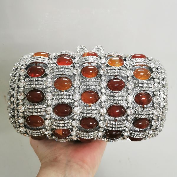 

evening bags women big stones clutch bag silver/gold evening purses lady crystal evening bags and clutches bridal wedding handbags 230727