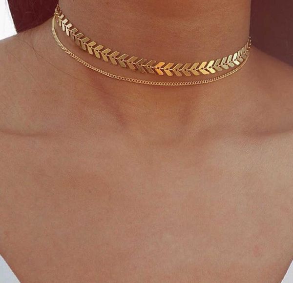 

fish bone necklace airplane sequins collarbone chain necklace female1872036, Silver